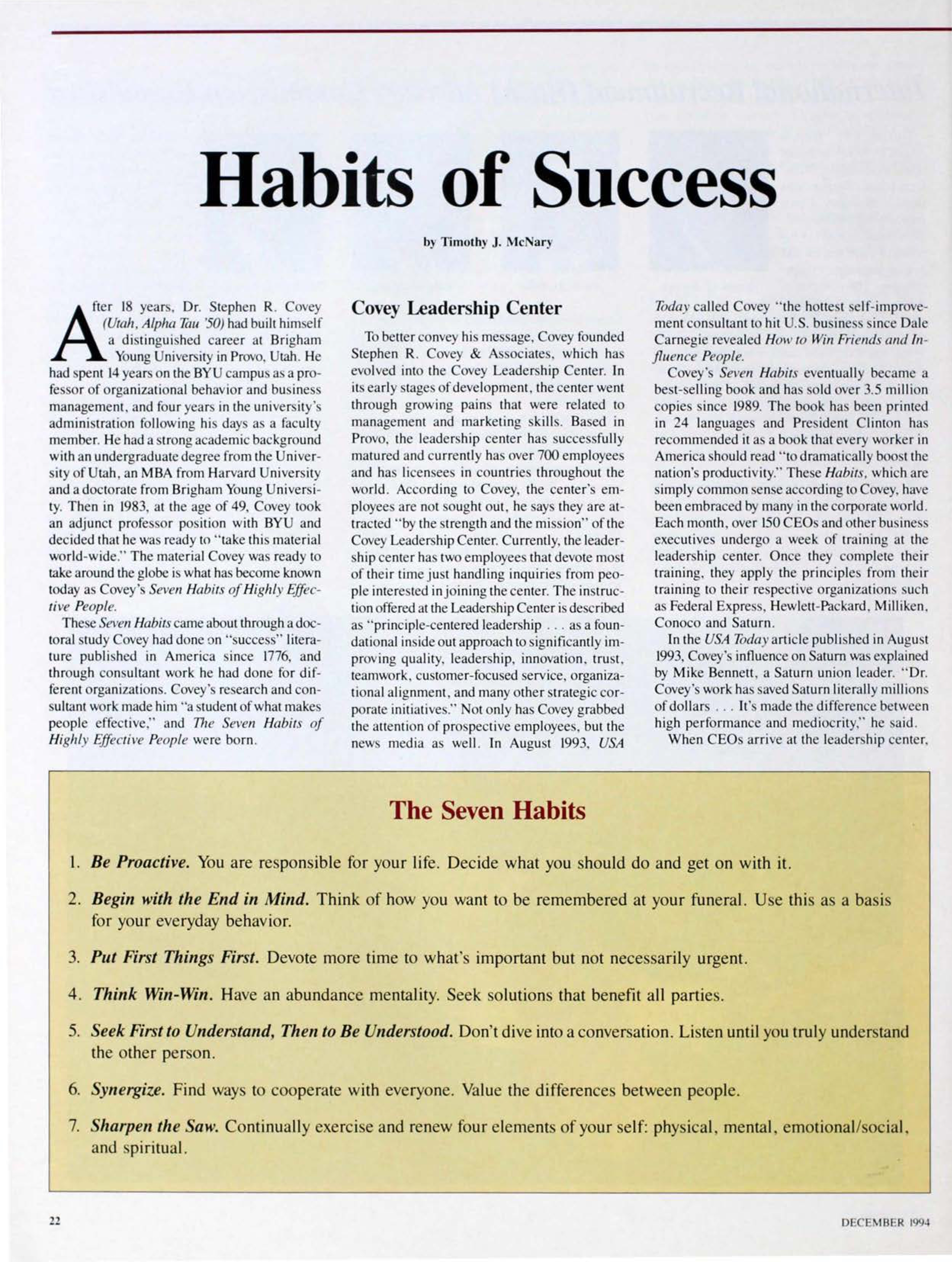 Habits of Success